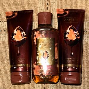NIB Bath&Body Works Chocolate Amber Body Wash and (2)BodyCream with Shea Butter